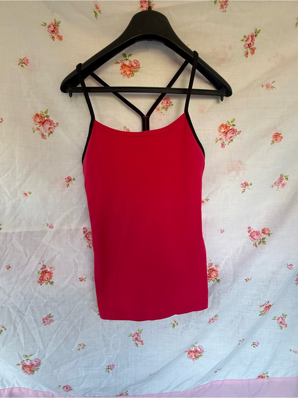 vintage lululemon athletica hot pink Tank Top with Black Trim